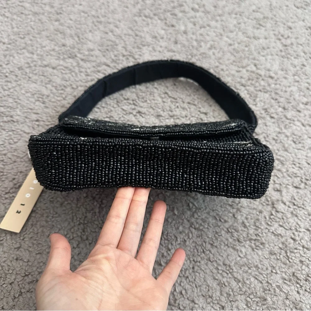 Studio 12 Beaded Black Silver Handbag Womens